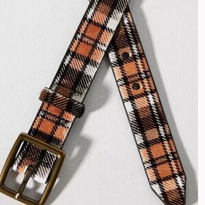 NWT By Anthropologie brown plaid belt, M